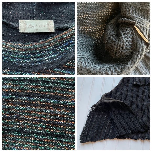 Altar’d State Crochet Sweater Black Size Medium Whimsical Hi Lo Gothic - Picture 7 of 10